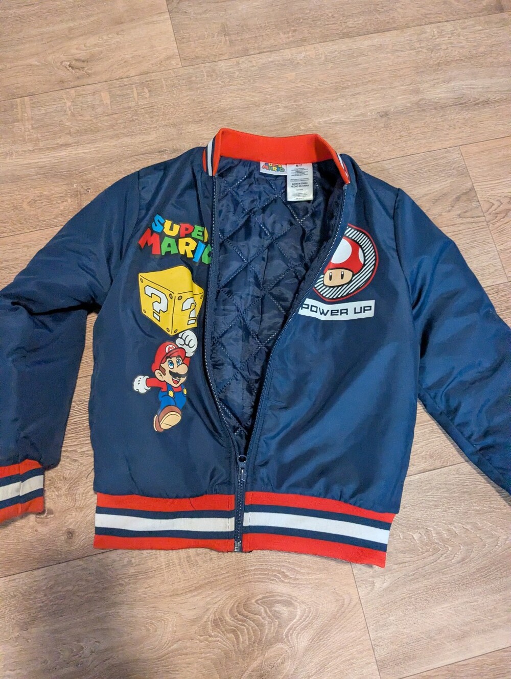 Nintendo Navy Red Trim Super Mario Puffer Jacket